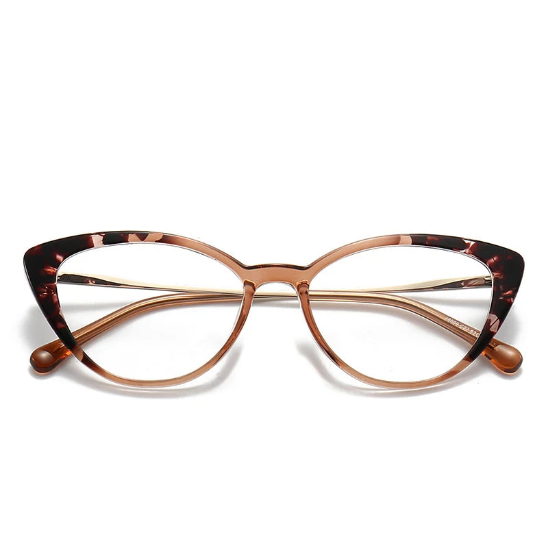 Hdcrafter Unisex Full Rim Oval Cat Eye Acetate Eyeglasses 48099 Full Rim Hdcrafter Eyeglasses Tea-Duohua