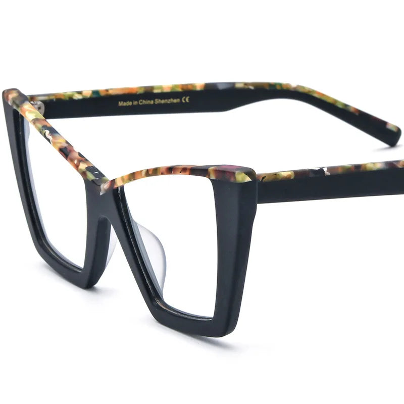 CCspace Unisex Full Rim Big Square Acetate Eyeglasses 57161 Full Rim CCspace Black