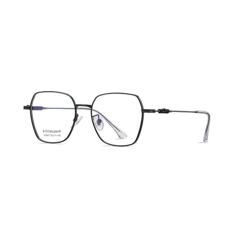 Ralferty Women's Full Rim Polygon Titanium Eyeglasses R6227 Full Rim Ralferty C91 Matt Black CHINA