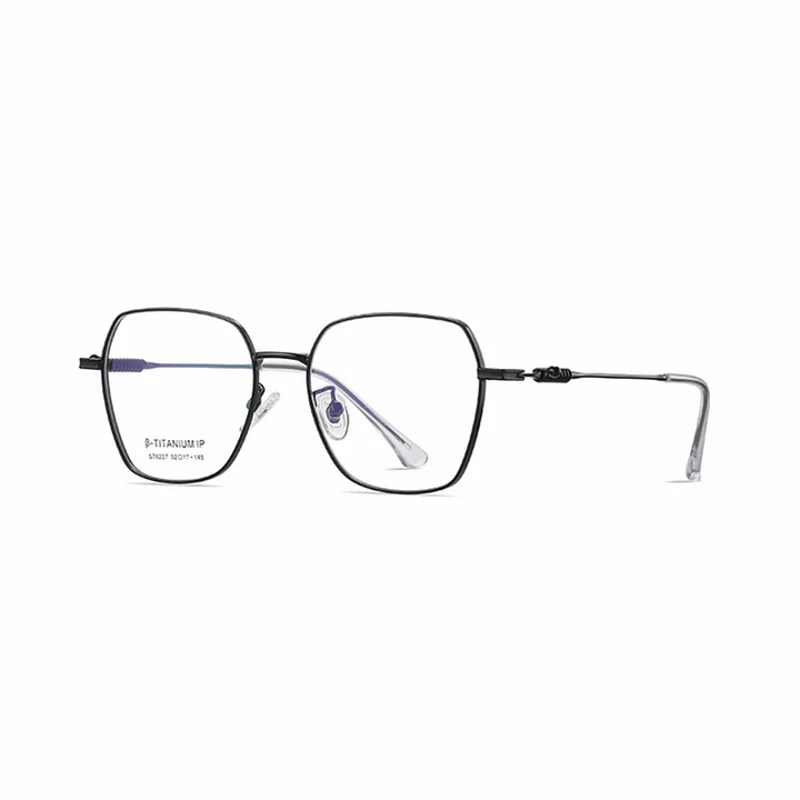 Ralferty Women's Full Rim Polygon Titanium Eyeglasses R6227 Full Rim Ralferty C91 Matt Black CHINA