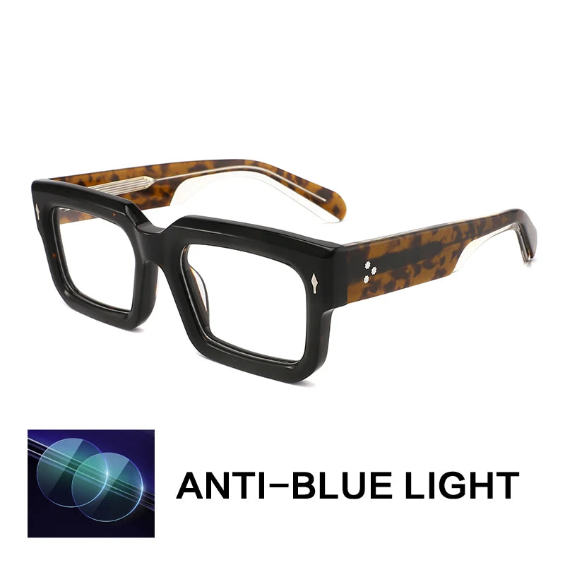 Gatenac Unisex Full Rim Big Square Acetate Reading Glasses Gxyj91018