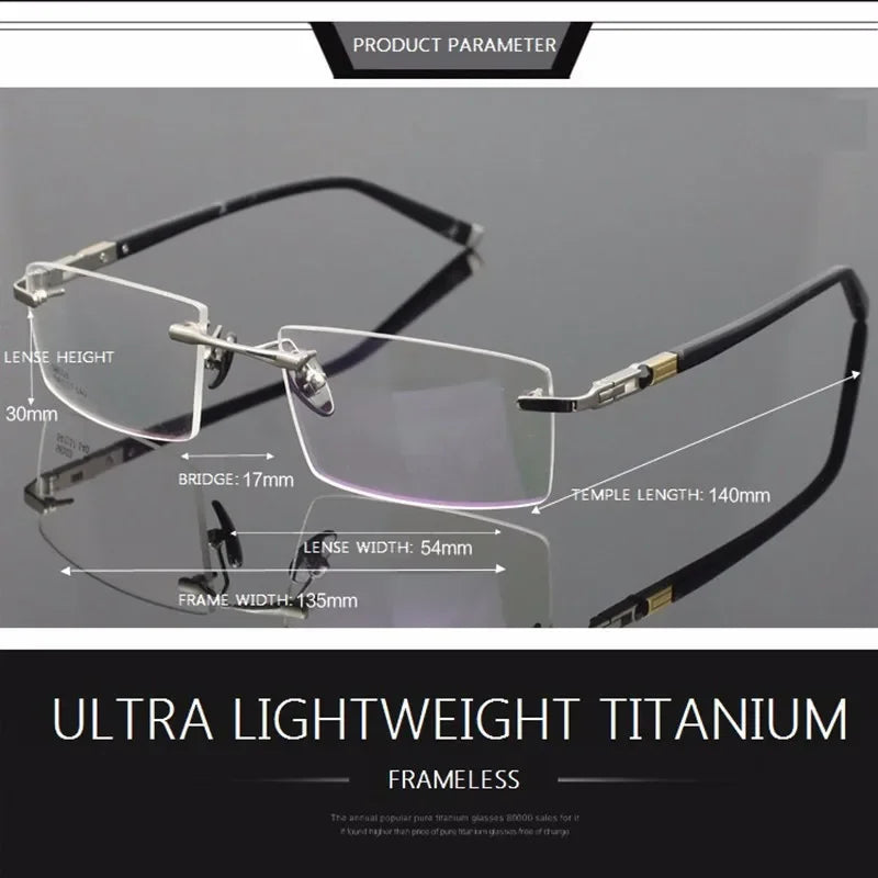 Chashma Unisex Rimless Square Titanium Eyeglasses 58103