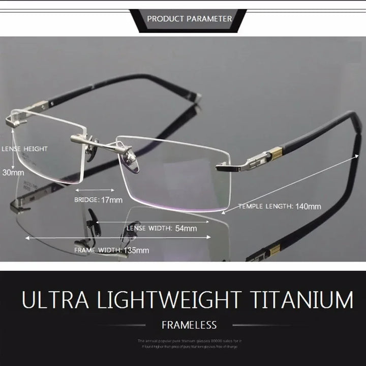 Chashma Unisex Rimless Square Titanium Eyeglasses 58103