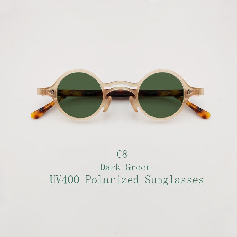 Yujo Unisex Full Rim Small Round Titanium Acetate Eyeglasses Or Polarized Sunglasses Full Rim Yujo C8 China