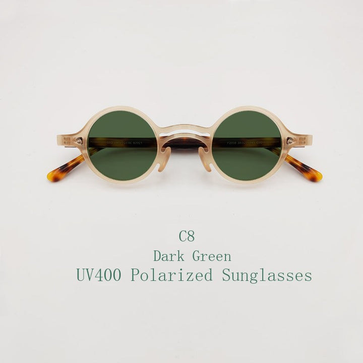 Yujo Unisex Full Rim Small Round Titanium Acetate Eyeglasses Or Polarized Sunglasses Full Rim Yujo C8 China