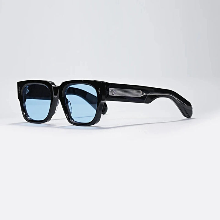 Hewei Unisex Full Rim Square Acetate Sunglasses 0029 Sunglasses Hewei black-blue as picture 
