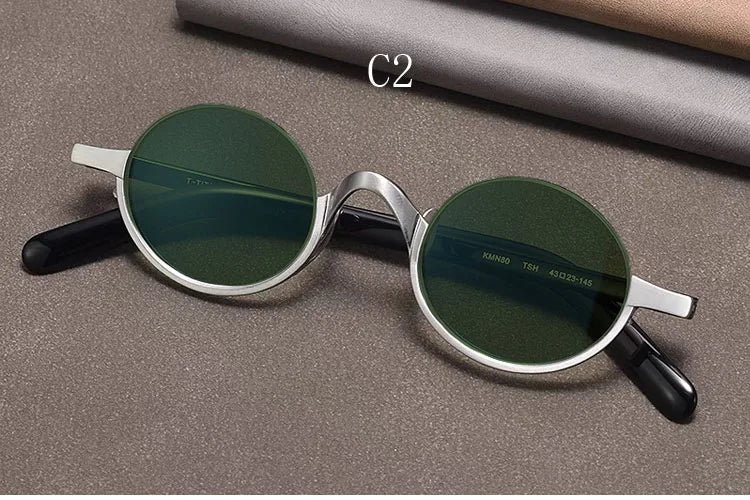 Yujo Unisex Semi Rim Oval Titanium Polarized Sunglasses Y4338 Sunglasses Yujo C2 CHINA
