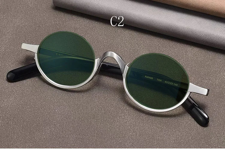 Yujo Unisex Semi Rim Oval Titanium Polarized Sunglasses Y4338 Sunglasses Yujo C2 CHINA