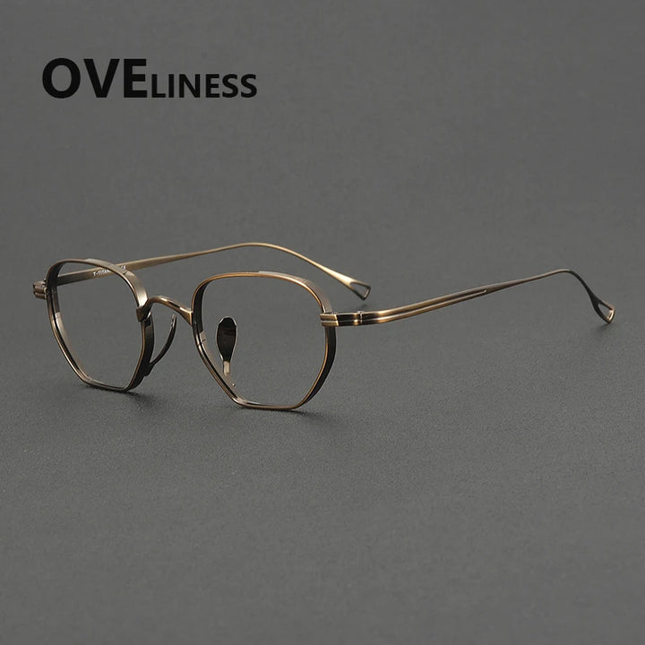 Oveliness Men's Full Rim Polygon Square Titanium Eyeglasses 29919