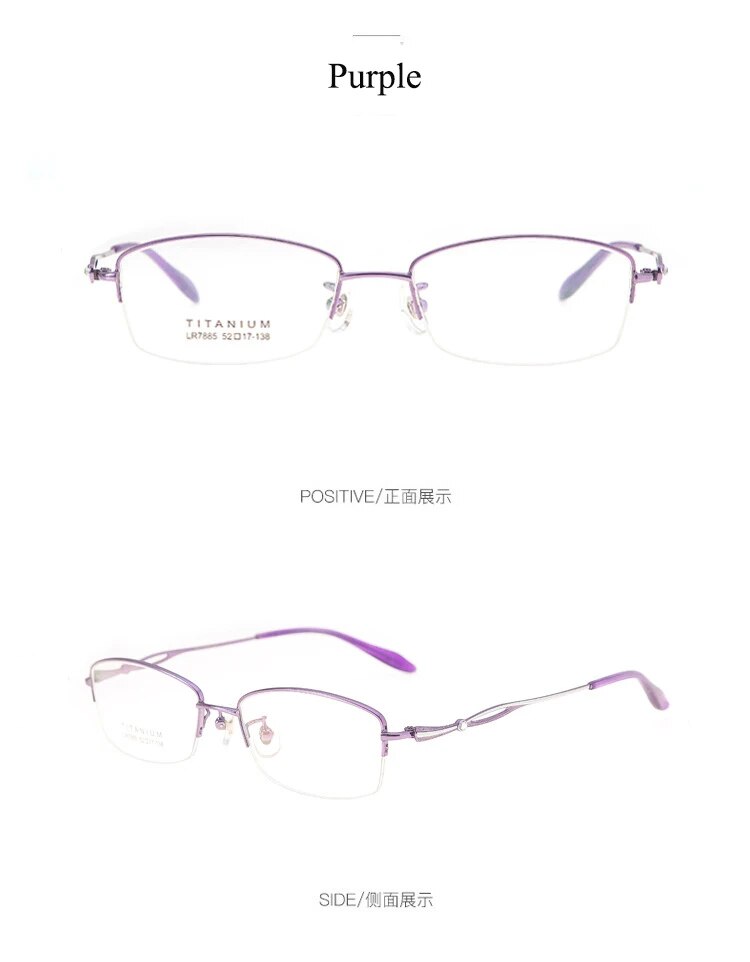 Bclear Women's Semi Rim Square Titanium Eyeglasses Lb7885 Semi Rim Bclear Purple