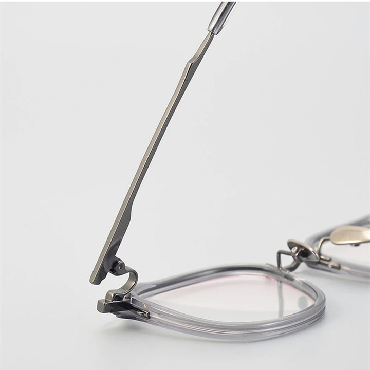 Black Mask Women's Full Rim Square Acetate Titanium Eyeglasses M110 Full Rim Black Mask