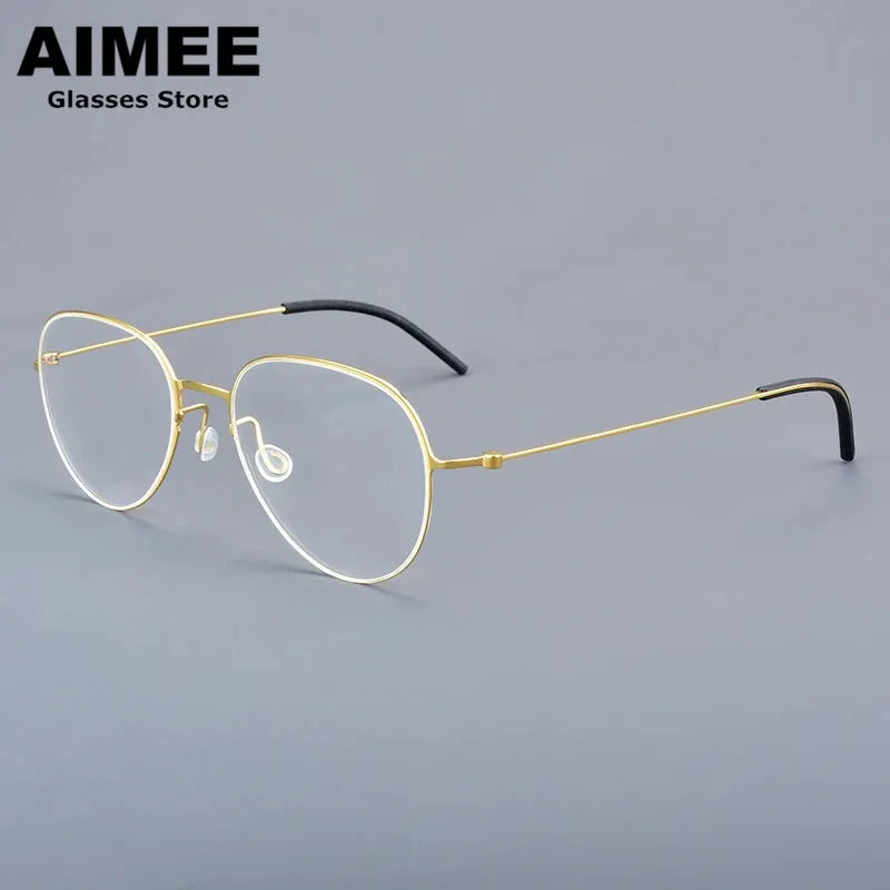 Aimee Women's Full Rim Flat Top Oval Screwless Titanium Eyeglasses 15512