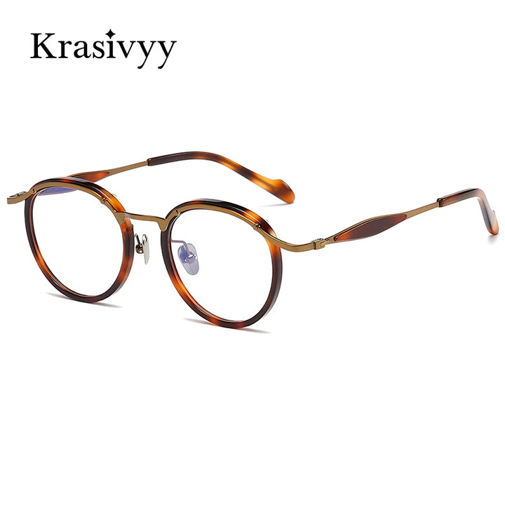 Krasivyy Unisex Full Rim Oval Square Titanium Acetate Eyeglasses 46062 Full Rim Krasivyy