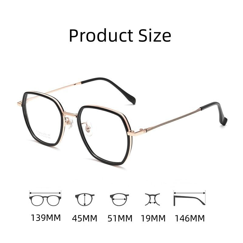 Yimaruili Unisex Full Rim Polygonal TR 90 Titanium Eyeglasses H2230h Full Rim Yimaruili Eyeglasses