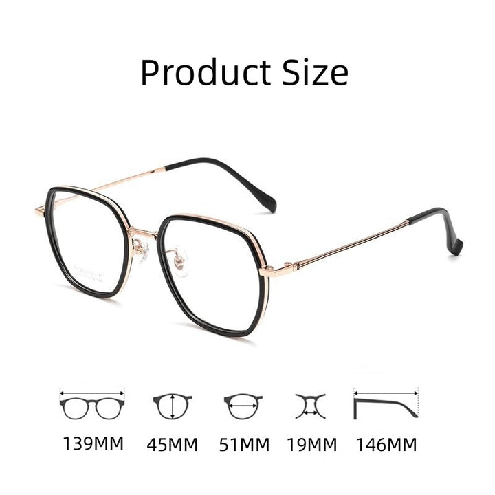 Yimaruili Unisex Full Rim Polygonal TR 90 Titanium Eyeglasses H2230h Full Rim Yimaruili Eyeglasses