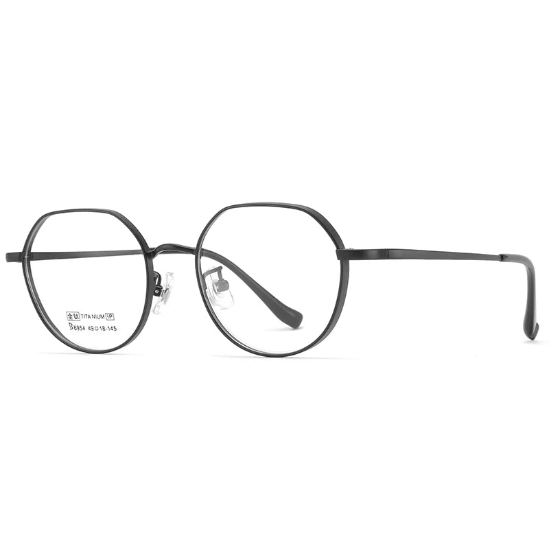 Bclear Women's Full Rim Polygon Small Oval Titanium Women Eyeglasses My6954 Full Rim Bclear black