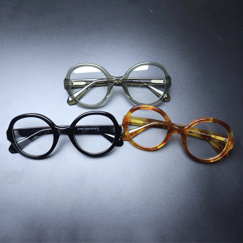 Gatenac Women's Full Rim Round Acetate Eyeglasses Gxyj1238 Full Rim Gatenac