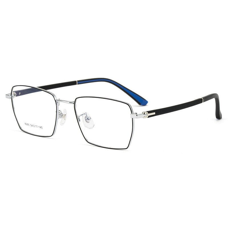 Hotochki Men's Full Rim Square Alloy Eyeglasses 8265 Full Rim Hotochki black and silver  
