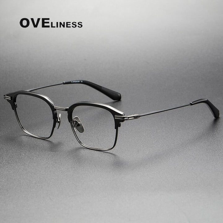 Oveliness Unisex Full Rim Square Titanium Eyeglasses Dxt142 Full Rim Oveliness black gun