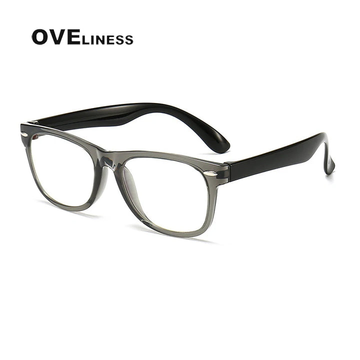 Oveliness Youth Unisex Full Rim Square Tr 90 Titanium Eyeglasses F802 Full Rim Oveliness grey  