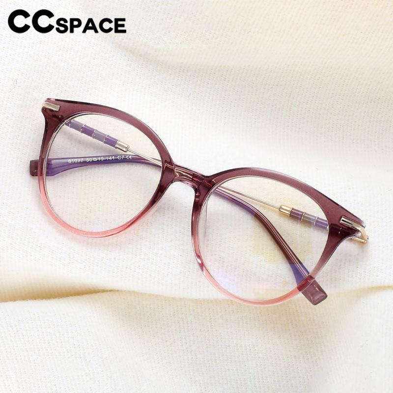 CCspace Women's Full Rim Round Acetate Alloy Eyeglasses 56609 Full Rim CCspace