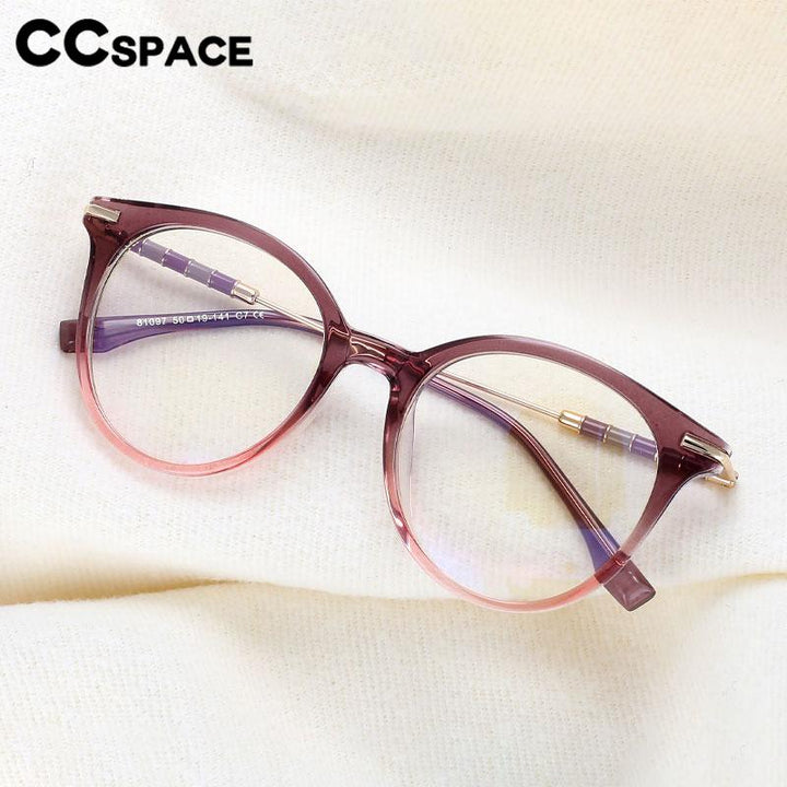 CCspace Women's Full Rim Round Acetate Alloy Eyeglasses 56609 Full Rim CCspace