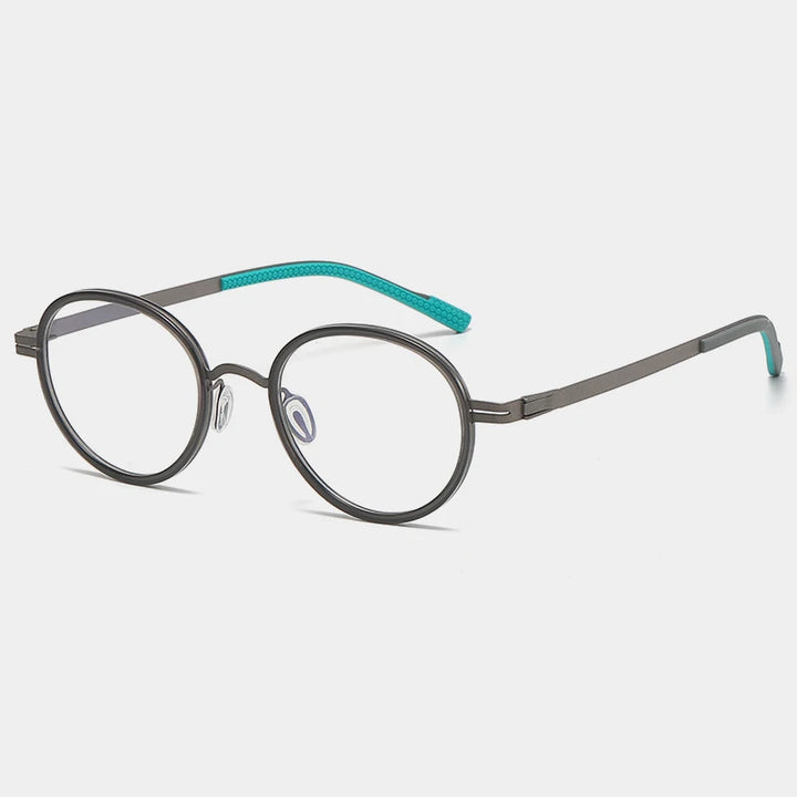 Gatenac Unisex Full Rim Round Titanium Eyeglasses Gxyj1154 Full Rim Gatenac Gray Gun