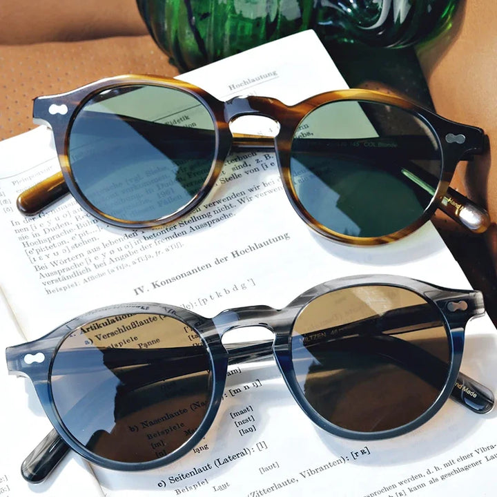 Hewei Unisex Full Rim Round Acetate Polarized Sunglasses 5166 Sunglasses Hewei   