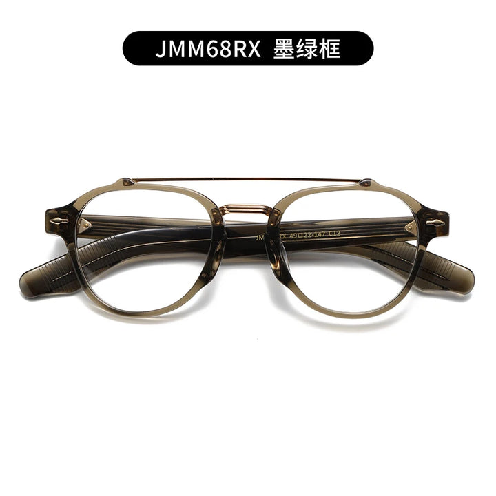 Nobler Unisex Full Rim Round Double Bridge Titanium Acetate Eyeglasses J068 Full Rim Nobler C12