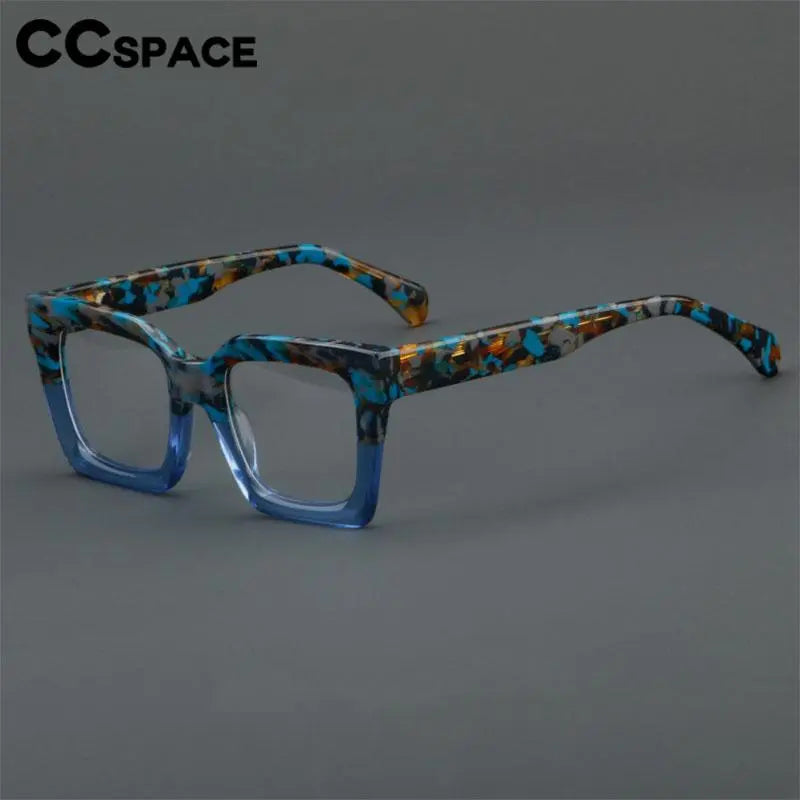 CCspace Unisex Full Rim Large Square Acetate Eyeglasses 56909 Full Rim CCspace