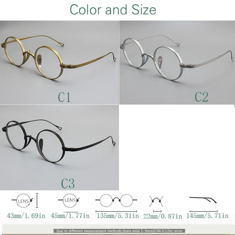 Yujo Unisex Full Rim Round Titanium Eyeglasses Y4345 Full Rim Yujo