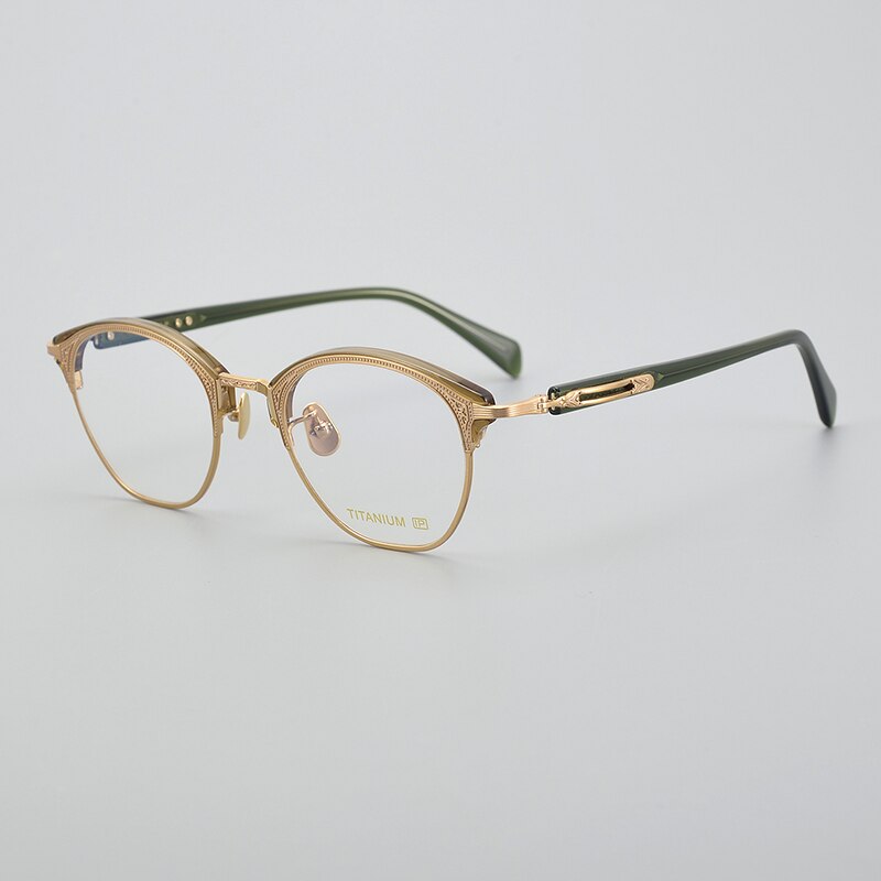 Muzz Unisex Full Rim Round Titanium Eyeglasses E051 Full Rim Muzz C4