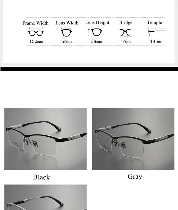 Chashma Ochki Men's Semi Rim Big Square Titanium Eyeglasses 327035