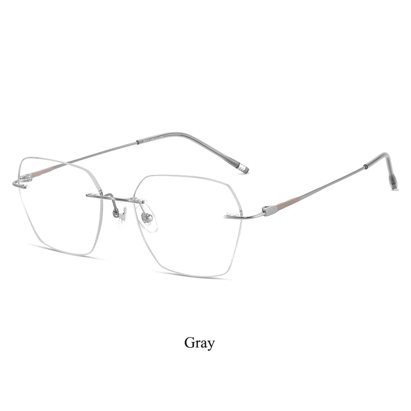 Bclear Women's Rimless Polygon Cat Eye Titanium Eyeglasses 46074 Rimless Bclear GRAY