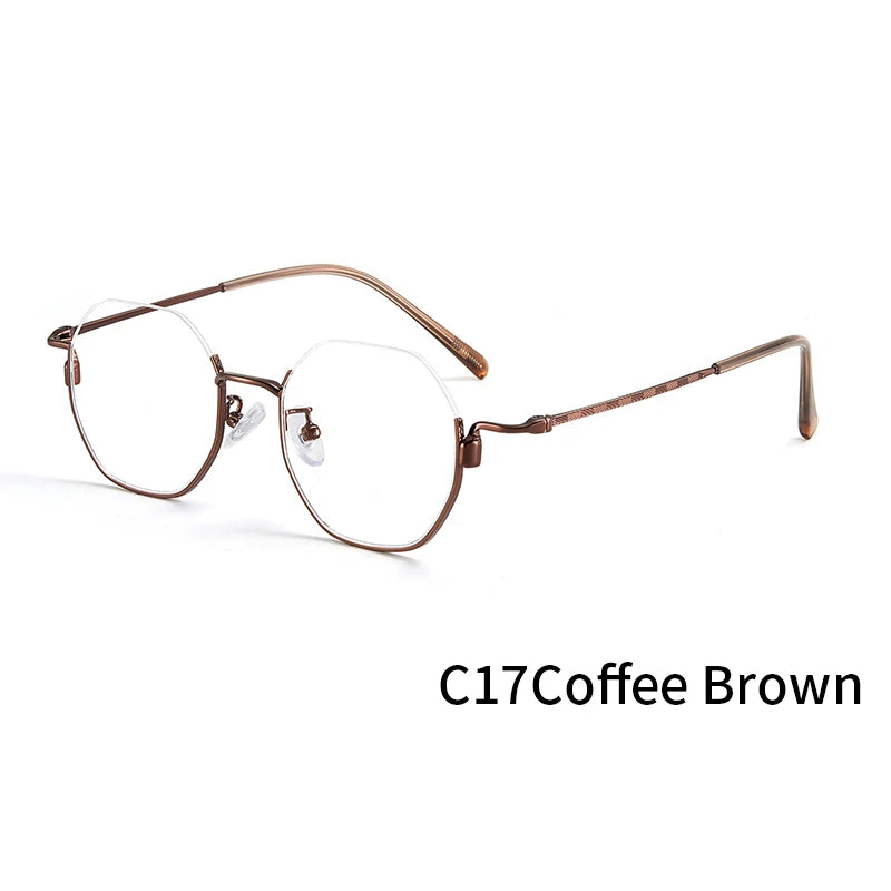 Xbora Unisex Semi Rim Polygon Alloy Eyeglasses 34908