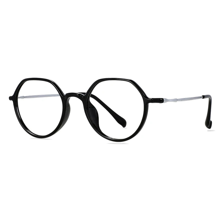 CCspace Unisex Full Rim Round Tr 90 Titanium Eyeglasses 57100 Full Rim CCspace Black