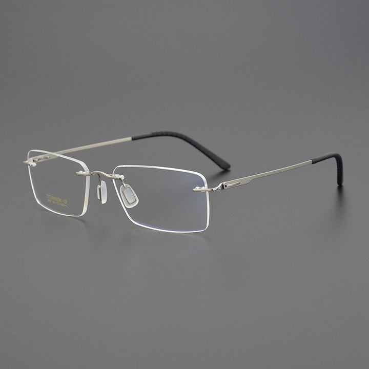 Bclear Unisex Rimless Square Titanium Eyeglasses My9911 Rimless Bclear Silver