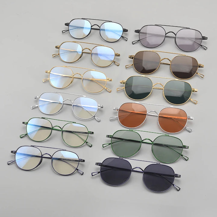 Gatenac Unisex Full Rim Polygon Double Bridge Titanium Eyeglasses 1477 Full Rim Gatenac