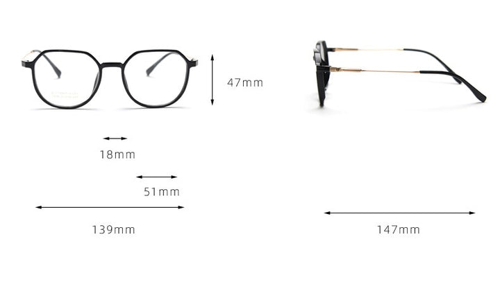CCspace Unisex Full Rim Square Tr 90 Titanium Eyeglasses 56431 Full Rim CCspace