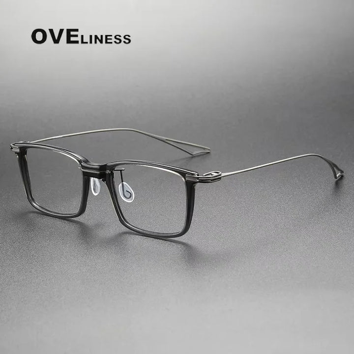 Oveliness Men's Full Rim Big Square Acetate Titanium Eyeglasses 614158