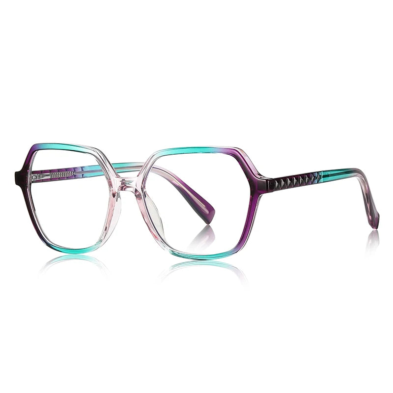 Vicky Unisex Full Rim Large Polygon Square Acetate Alloy Reading Glasses 2140 Reading Glasses Vicky