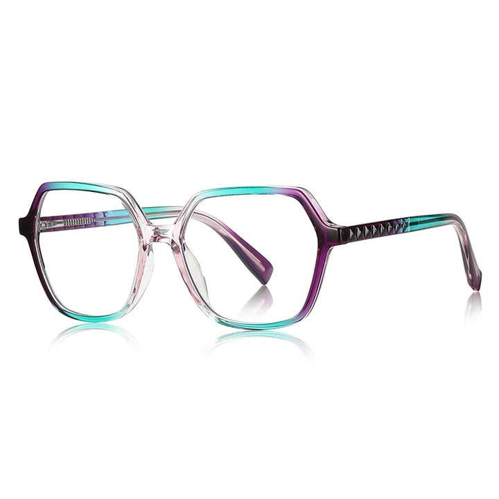 Vicky Unisex Full Rim Large Polygon Square Acetate Alloy Reading Glasses 2140 Reading Glasses Vicky
