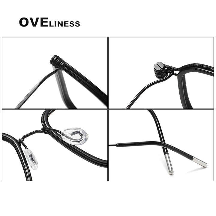 Oveliness Unisex Full Rim Square Acetate Titanium Eyeglasses 80891 Full Rim Oveliness   