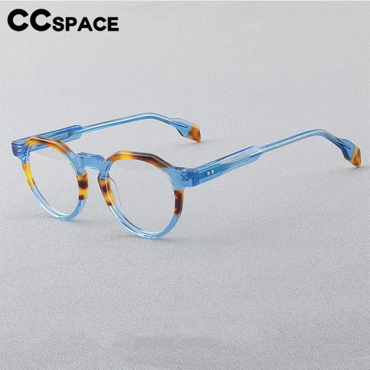 CCspace Women's Full Rim Flat Top Round Acetate Eyeglasses 56910 Full Rim CCspace