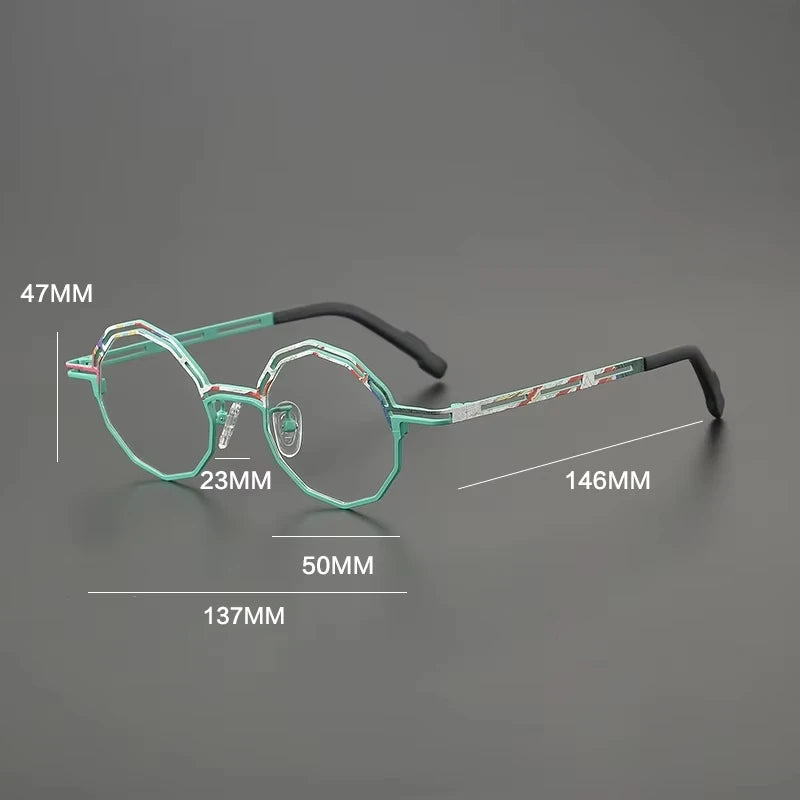 Gatenac Women's Full Rim Polygon Round Titanium Eyeglasses G85888