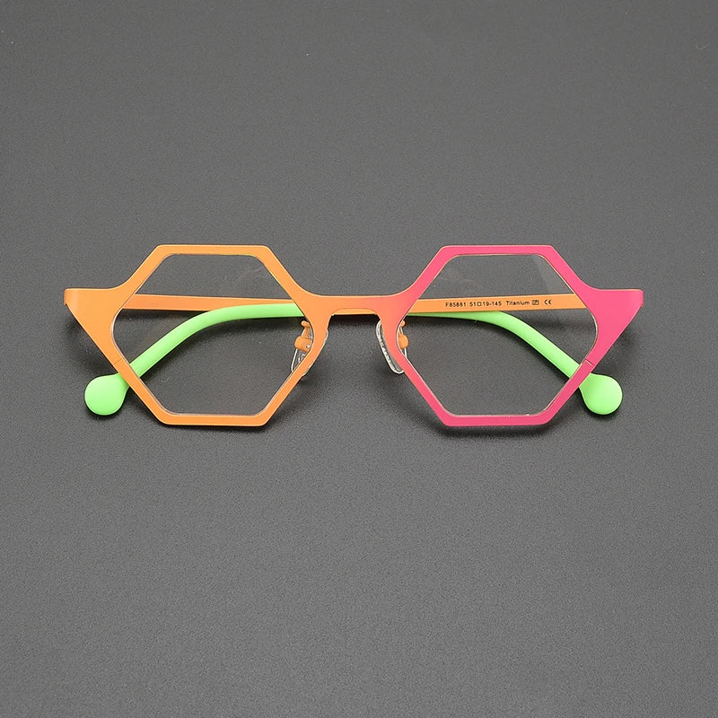 Nobler Women's Full Rim Polygon Cat Eye Titanium Eyeglasses 185881 Full Rim Nobler C2