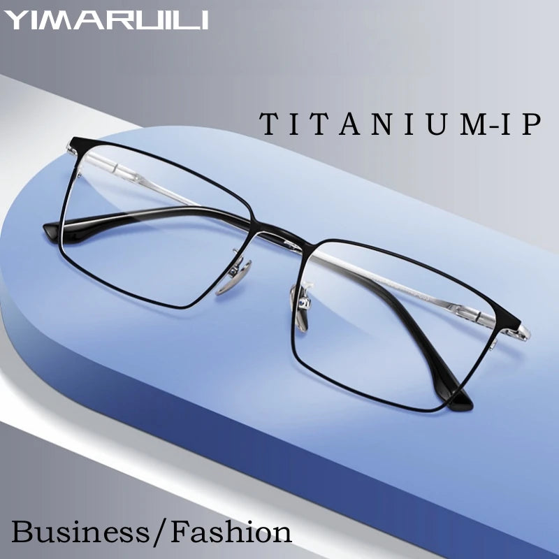 Yimaruli Men's Full Rim Square IP Titanium Eyeglasses J86037 Full Rim Yimaruili Eyeglasses   