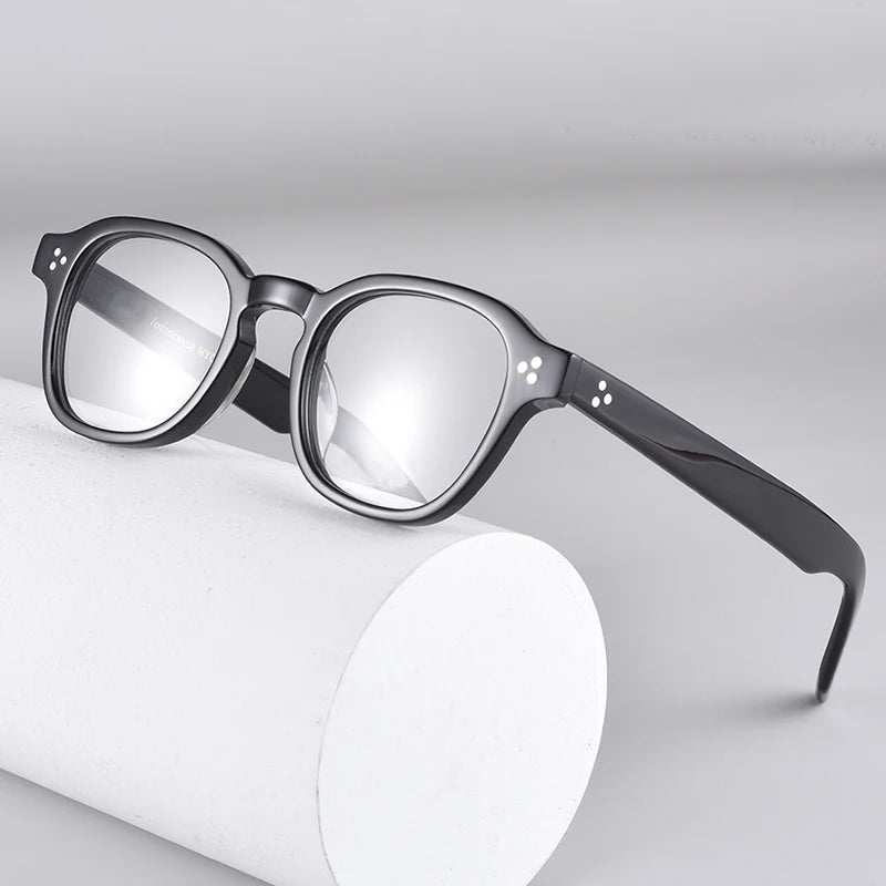 Black Mask Unisex Full Rim Square Thick Acetate Temple Eyeglasses 91147