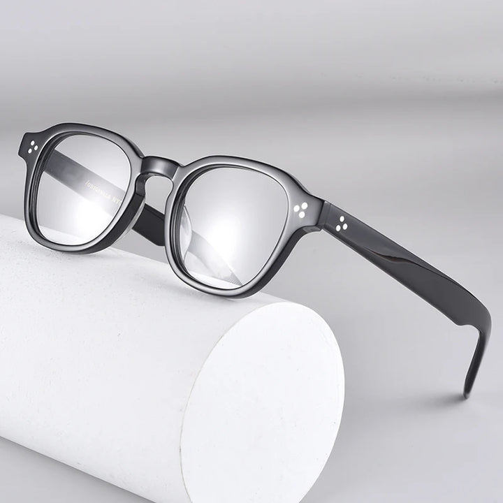 Black Mask Unisex Full Rim Square Thick Acetate Temple Eyeglasses 91147