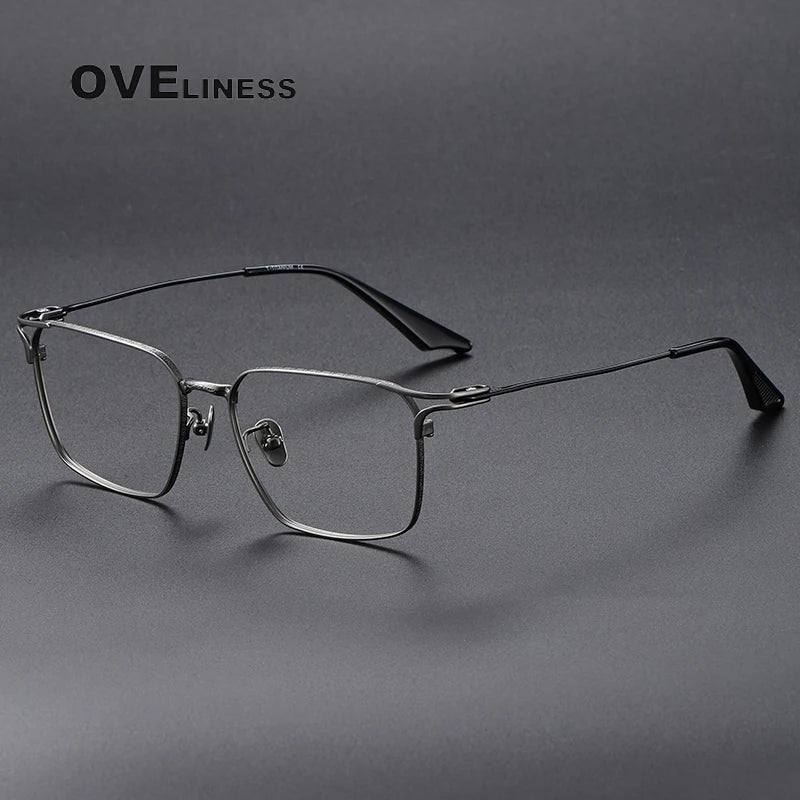 Oveliness Unisex Full Rim Square Titanium Eyeglasses 8001 Full Rim Oveliness gun  